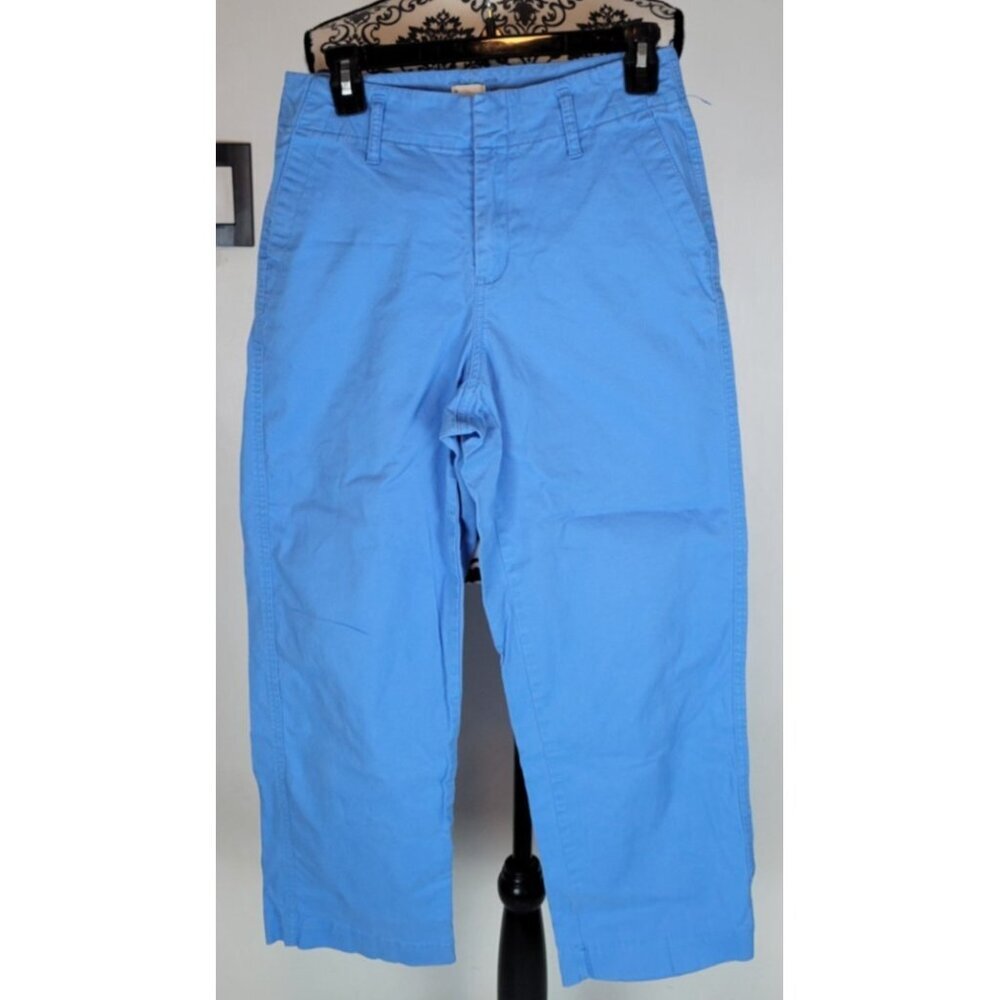 A New Day Cropped Wide Leg Pants Womens 4 Blue Stretch High Rise Work Casual